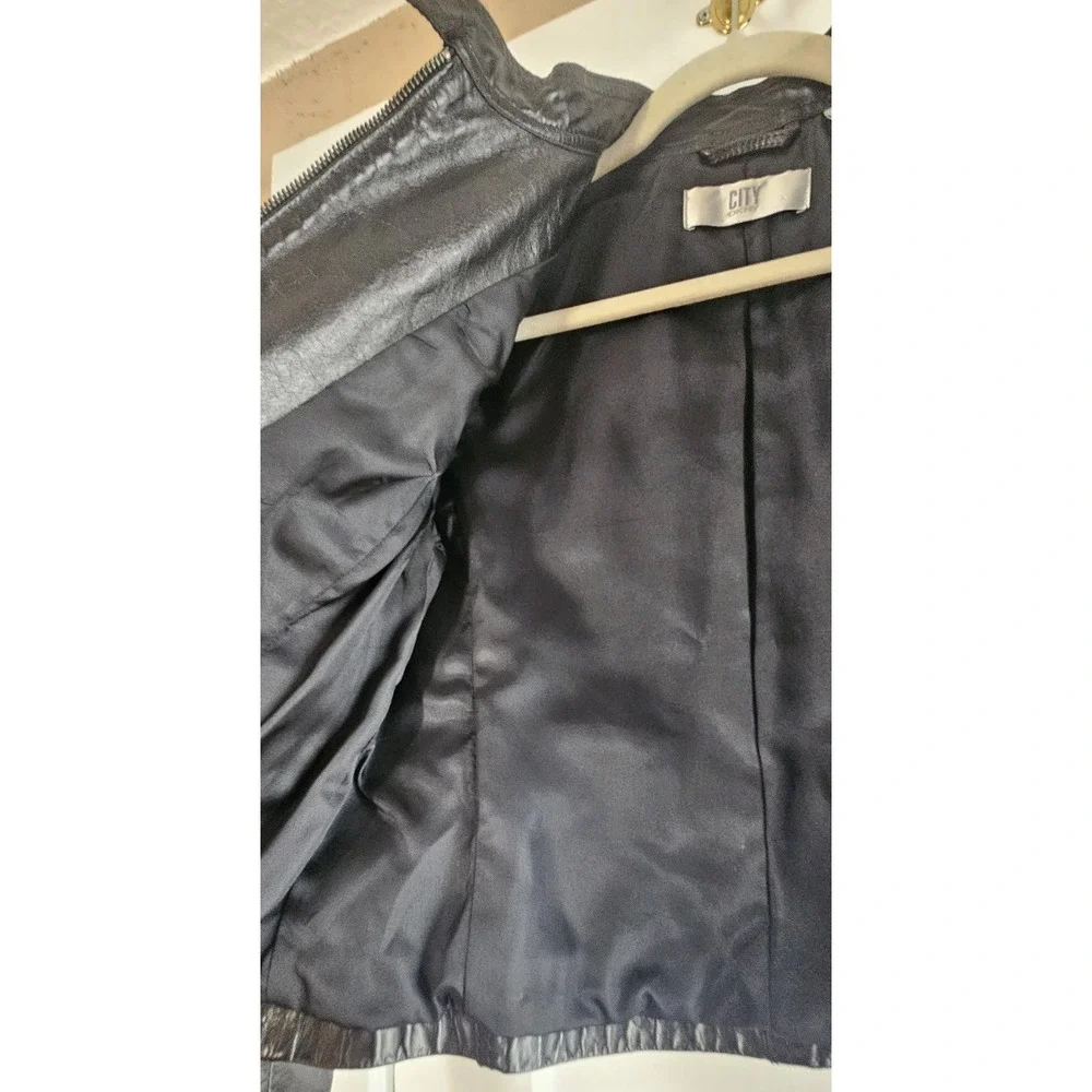 Vintage‎ CITY DKNY biker genuine leather jacket lined women's 8P